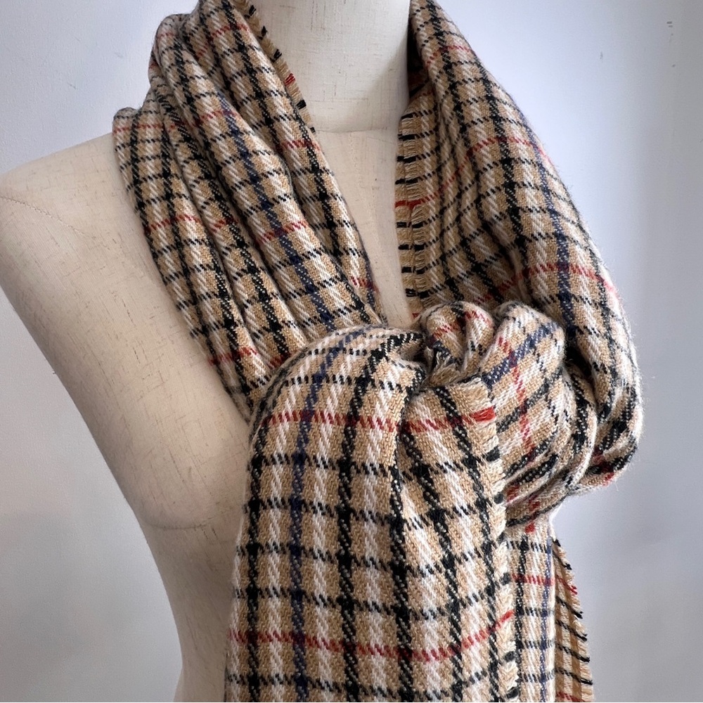 J. Crew NWT Classic Brown Plaid Fringe Scarf One Size - Picture 5 of 8